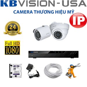 LẮP ĐẶT TRỌN BỘ 2 CAMERA IP KBVISION 2.0MP (KB-2131132)